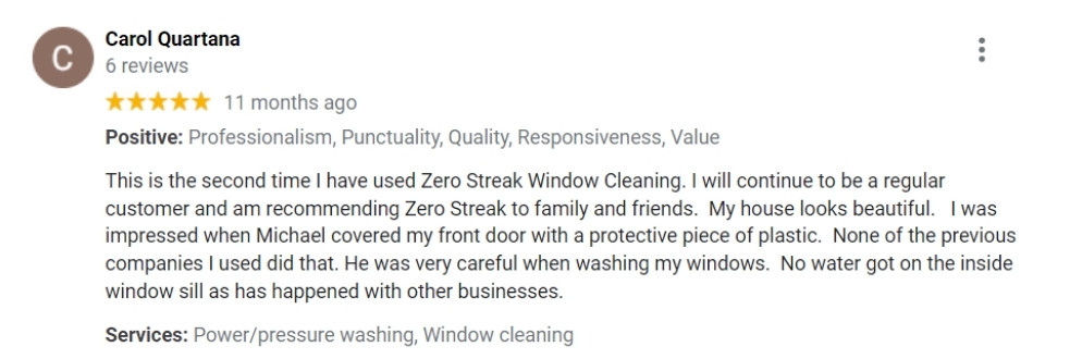 zero streak customer reviews 