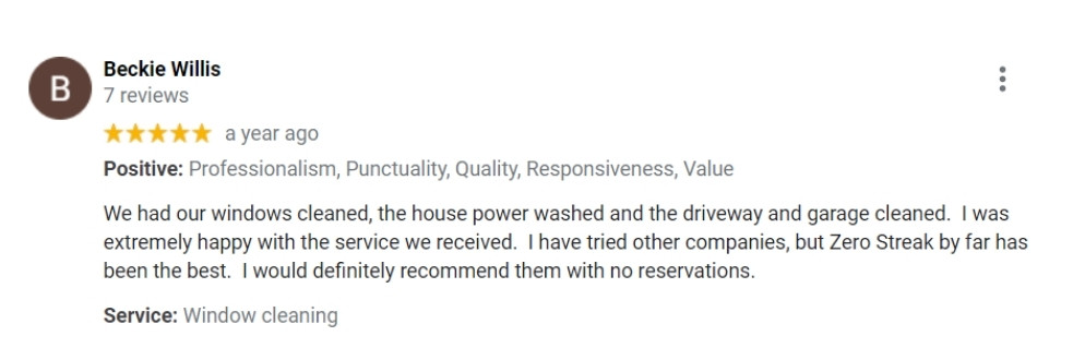 zero streak customer reviews